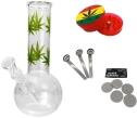 raupir Set Glasbong Bong 20cm mit Kugel Chillum Siebe Grinder