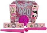 raupir Set pink Cones Grinder Papers Tubes Drehtablett