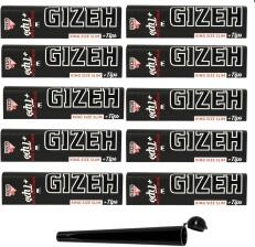 raupir Set 10 Heftchen Gizeh Extra Fine (Black) King Size Slim Papier + Tips